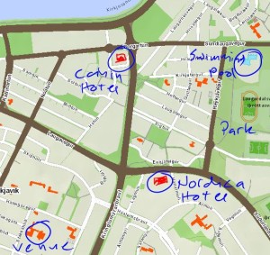 Map of venue and hotels